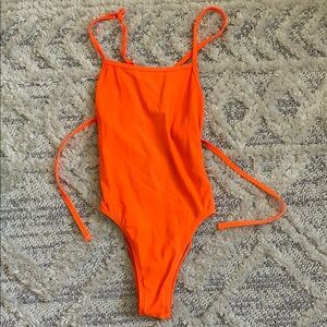 Vibrant Orange JOLYN One Piece Tie-Back Swimsuit
